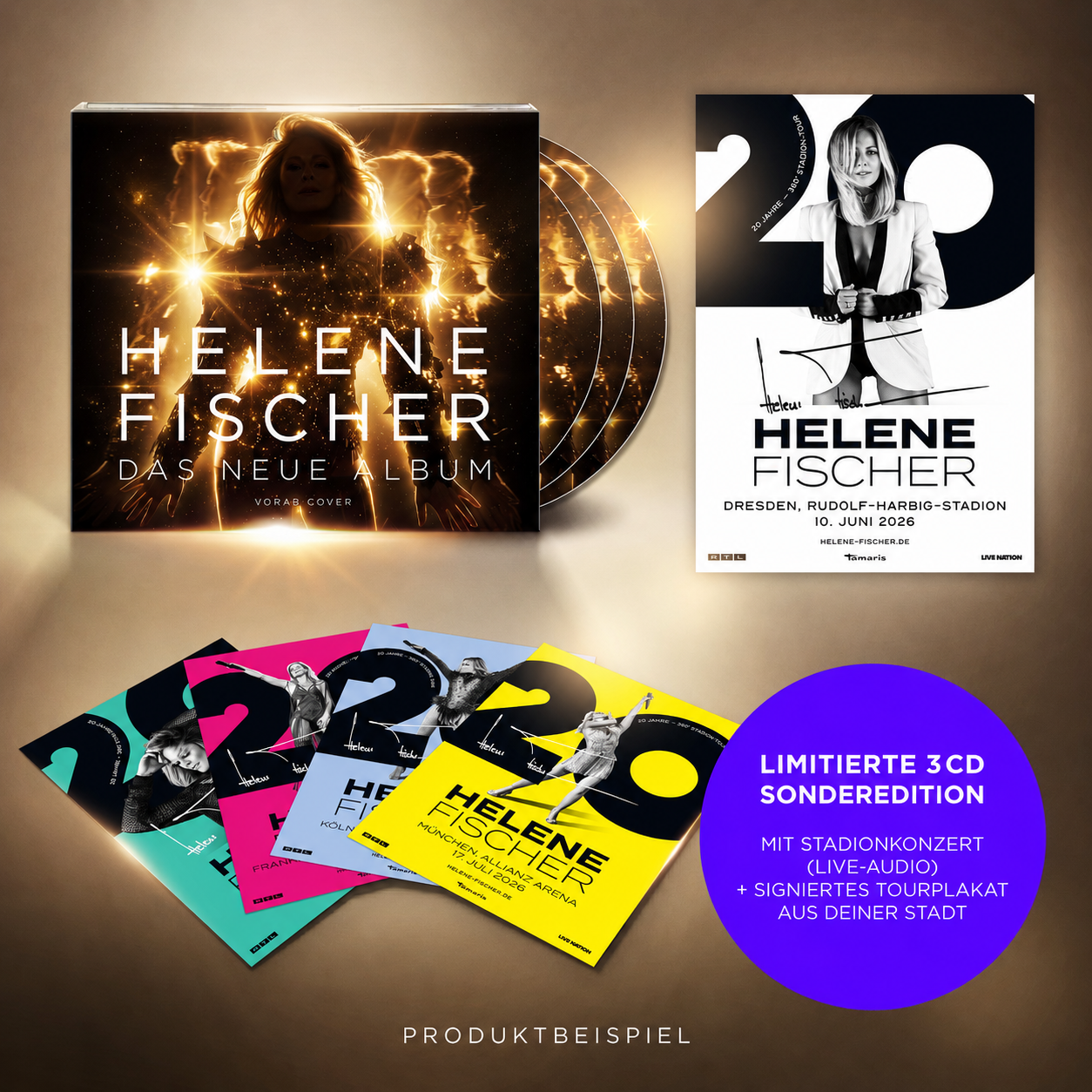 Helene Fischer Das neue Album Limitiere 3CD Bundle-Sonderedition mit 1CD Album, 2CD Live und signiertem Tourplakat von deinem Konzert der 360° Stadiontour 452510