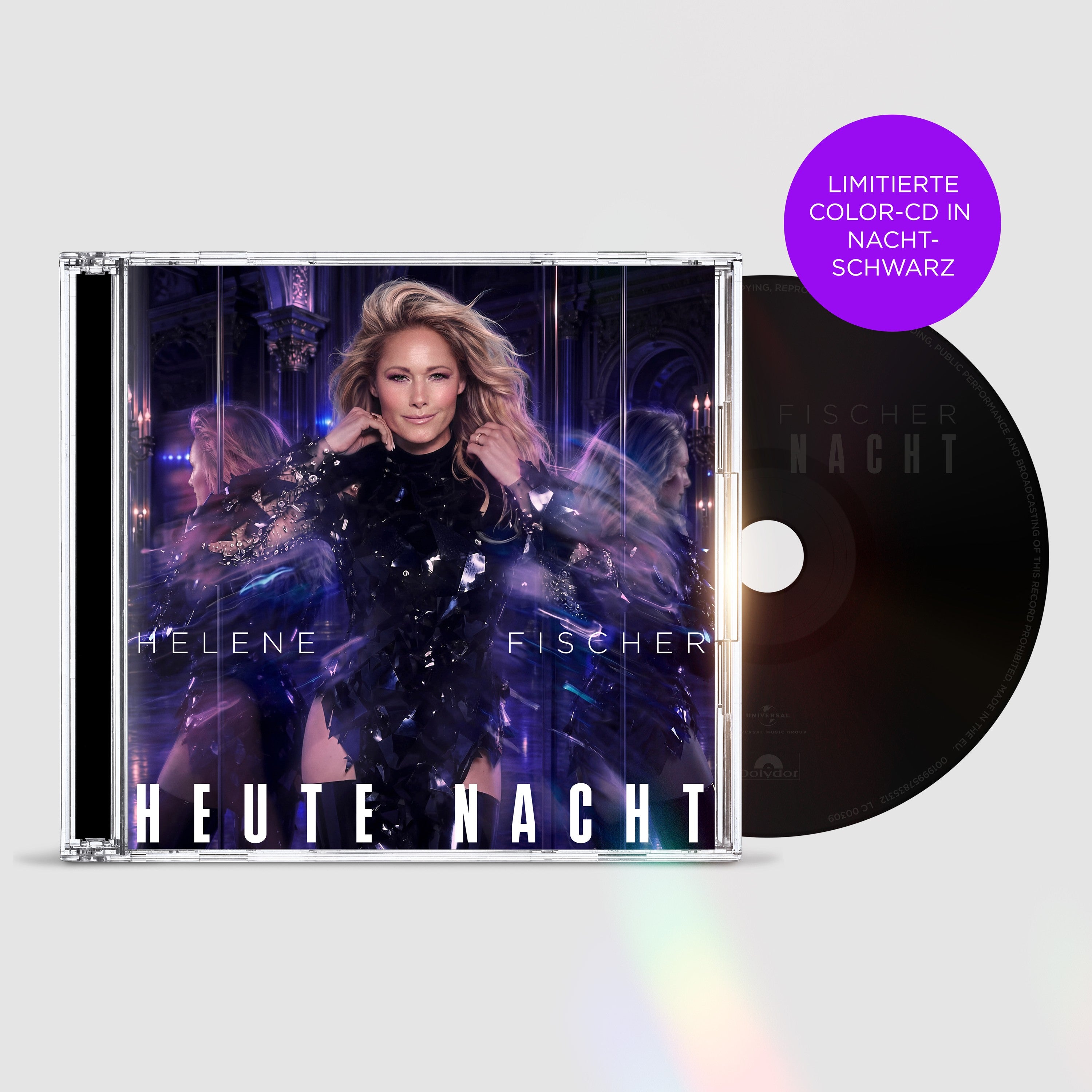 Helene Fischer Heute Nacht Ltd. Color-CD in Nachtschwarz + stylisches Helene Fischer T-Shirt (black) + silbern signierte Artcard 446071