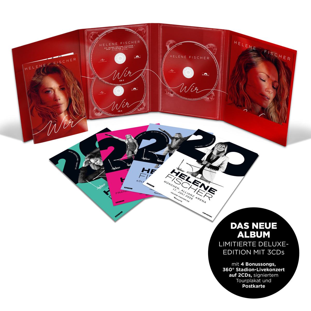 Helene Fischer WIR Ltd. 3CD Bundle-Sonderedition mit 1CD Album, 2CD Live und signiertem Tourplakat  von deinem Konzert der 360° Stadiontour 464815